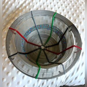 VTG Steel wire beaded basket MCM Mid Century Retro Modern Artsy